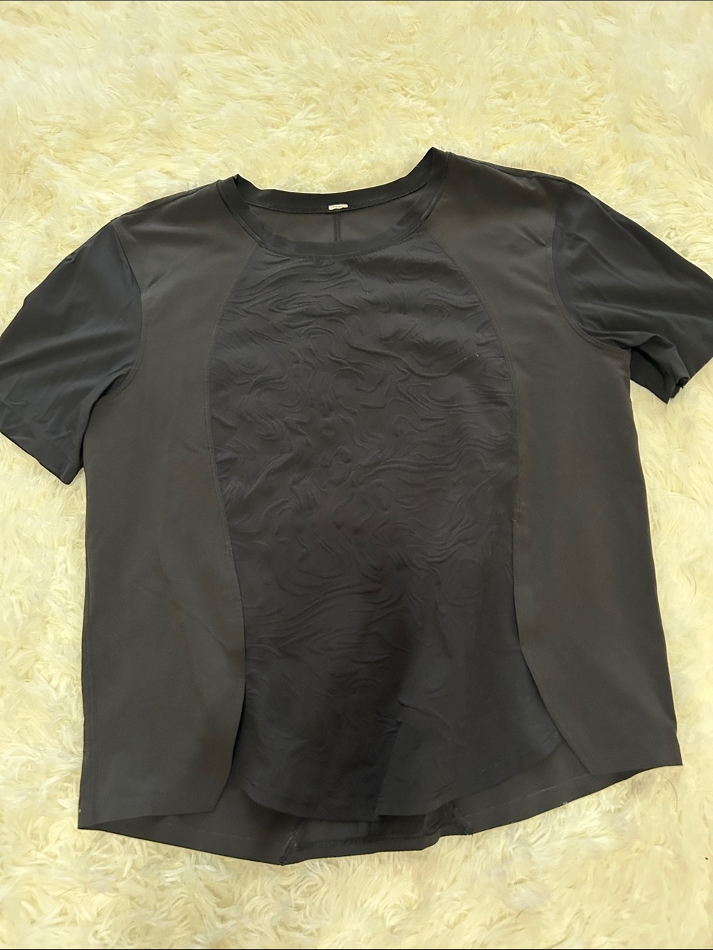 lululemon athletica Black Short-Sleeve Textured Panel Top